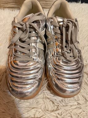 Metallic Silver Quilted Sneakers